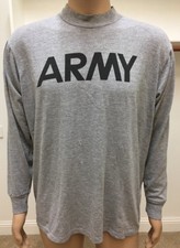 Vintage Soffe Dri-Release Long Sleeve Soft T Shirt ARMY USA Made Size Large Gray