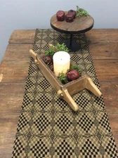 Primitive TABLE RUNNER -- Black & Tan SHADOWBROOK 56" x 14" -- Farmhouse