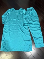 Women s Turquoise Blue 2 Pieces Silk Pant And Kameez Size: L New