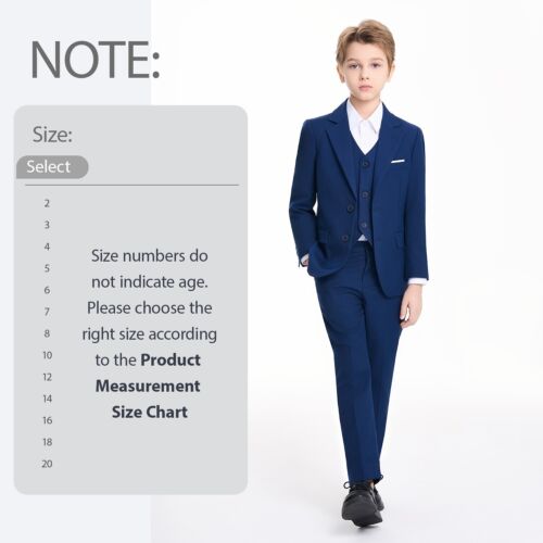 8 Piece Boys Suit Formal Slim Fit Suit Set, Adjustable Waist, Size 2 to Size 20 - Picture 32 of 50