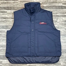 Vintage WearGuard Vest Mens sz XL Blue Puffer Quilted Button Insulated