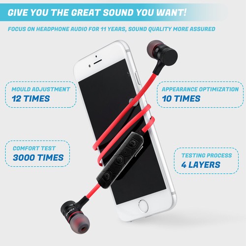 Écouteurs étanches Bluetooth 5.0 stéréo sport casque sans fil dans l'oreille - Photo 9 sur 14