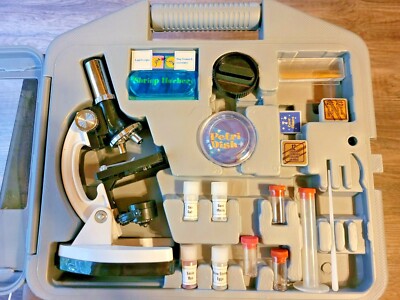 Microscope Set 300X 600X 1200X Science  AmScope 25 Prepared Slides Case 