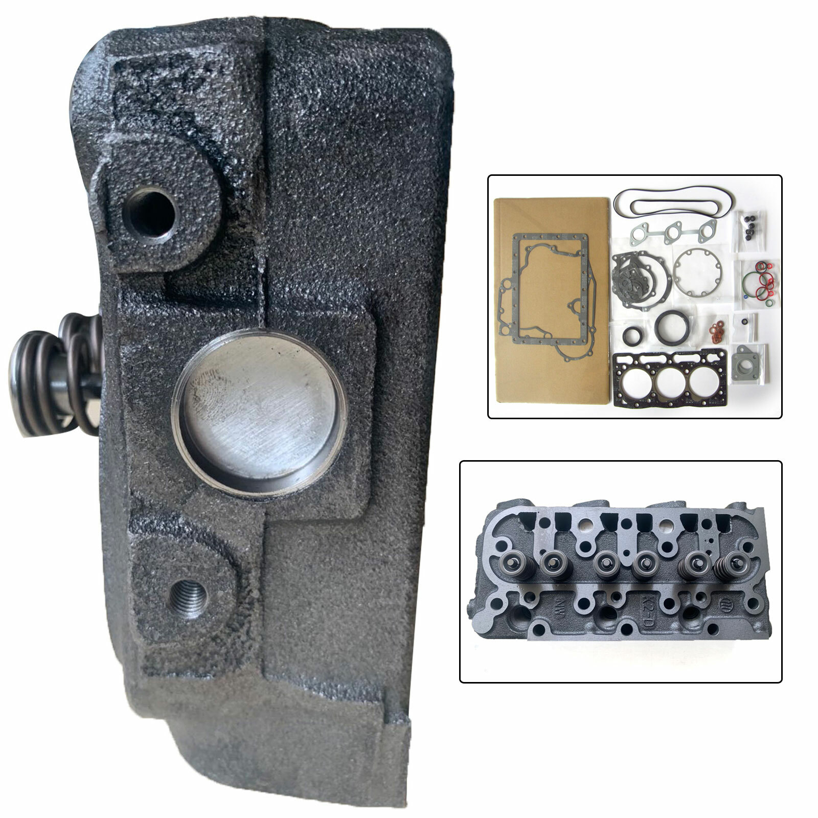 New For Kubota D1105 Complete Cylinder Head with Valves Spring +Full Gasket Kit