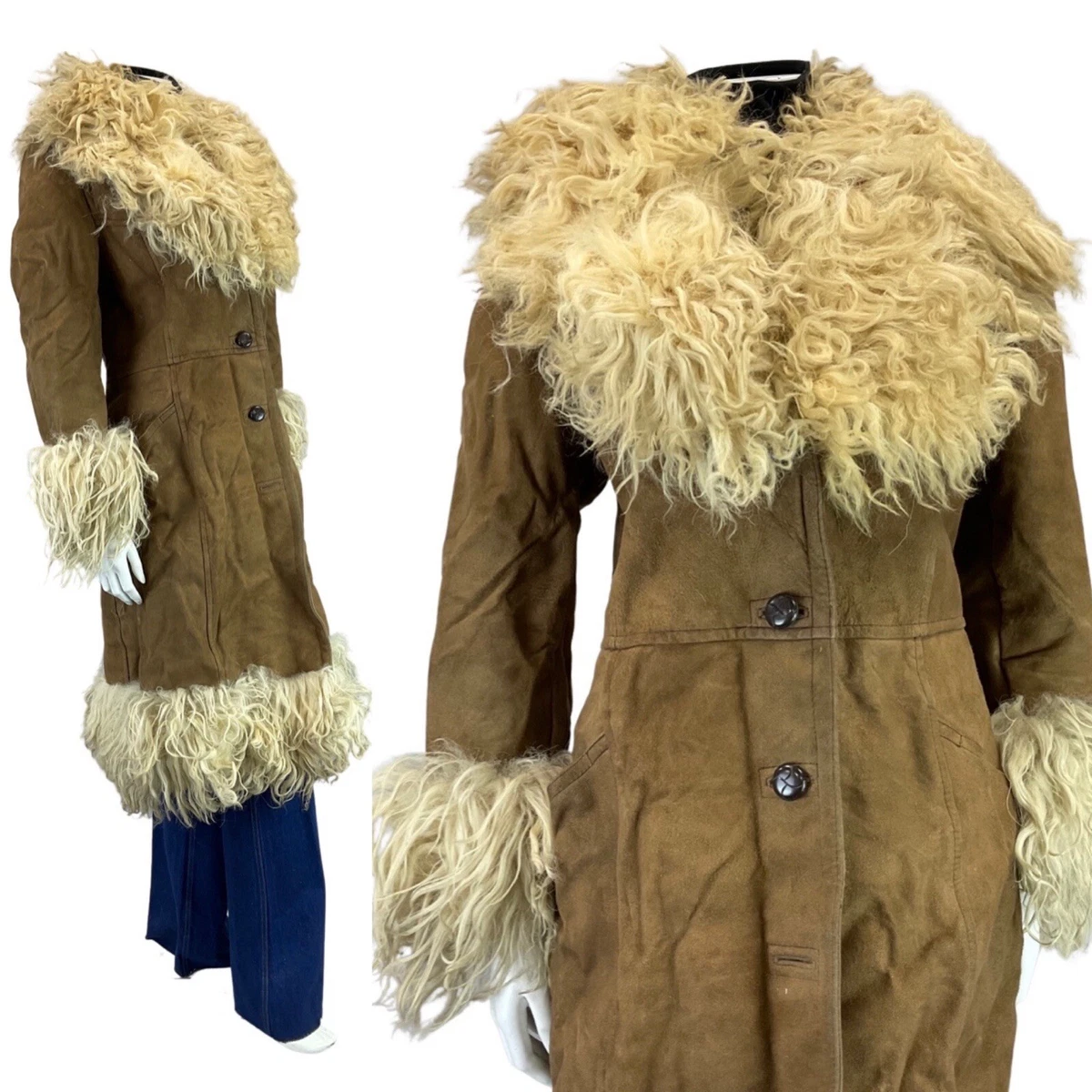 Cream sheepskin cheap coat