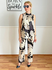 Sommer Outfit 2 Teiler Jumpsuit Hose Tunika Top Shirt Hosenanzug Abendkleid ABI