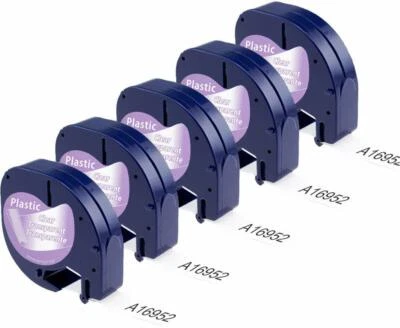 5X DYMO Schriftband 16951 12267 Bandfarbe Transparent Schriftfarbe Schwarz 12mm