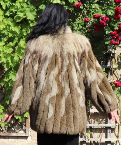 Pelzmantel Grünstein Blaufuchs Fell Pelz Couture Jacke Bicolor Muster Grün Rar - Bild 3 von 9