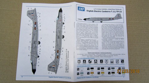 AMP 72-004 E.E. Canberra T.Mk 11 1/72 scale - Picture 9 of 12