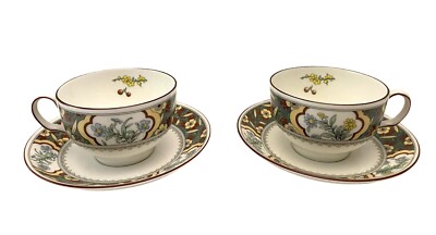 Royal Doulton Minton Footed Cup & Saucer Set Of 2 Oriental Blossom EUC RARE!