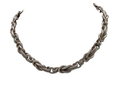 Vintage Silver Knot Chain Necklace 925