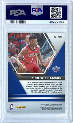 2019-20 Panini Mosaic Zion Williamson Rookie Card RC NBA Debut PSA