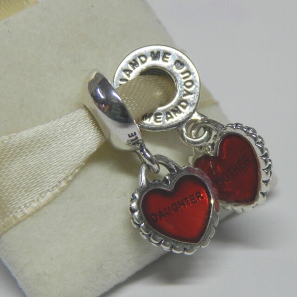 Authentic PANDORA Mother Daughter Pendants Piece of My Heart Charm
