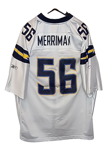 Camiseta deportiva de fútbol americano de colección de los San Diego Chargers blanca #56 de Shawne Merriman Reebok RBK 2XL - Imagen 7 de 10