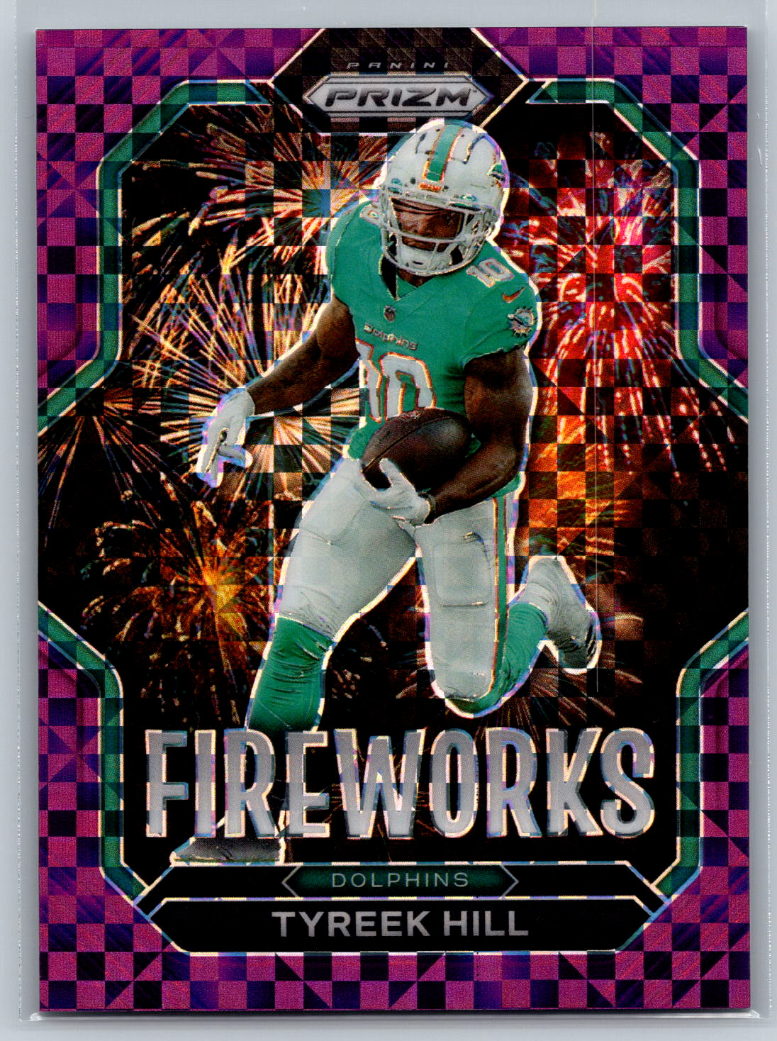 Tyreek Hill 2022 Panini Prizm Fireworks Purple Power /49 F-15 Miami Dolphins