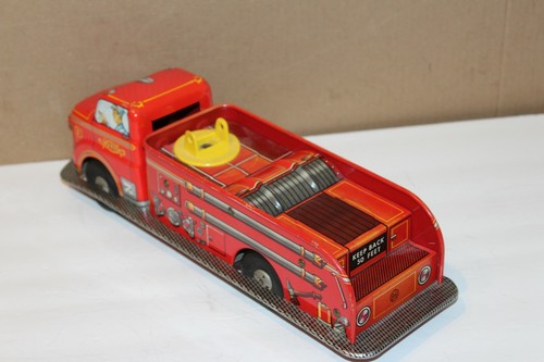 VERY NICE VINTAGE FRICTION 1940'S MARX LITHO FIRE LADDER TRUCK - Picture 5 of 12