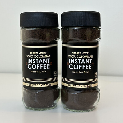 2 Pack Trader Joe's 100% Colombian Instant Coffee Smooth & Bold 3.5 oz each