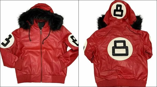 Herren Robert Phillipe 8 Ball Bomber Lederjacke mit Fellkapuze - Bild 3 von 15