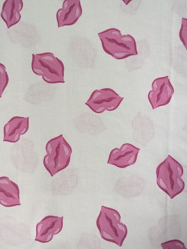 Vintage Twin Sheet Fuscia Kisses Hot Pink and White Flat Springs 1980s - Picture 3 of 8