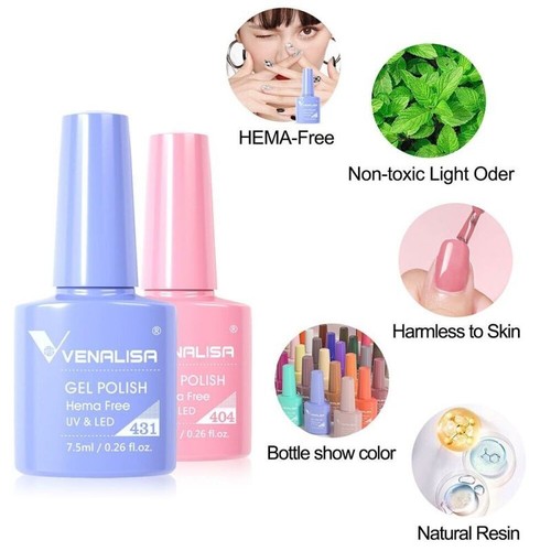 VENALISA Hema free Nail Gel Polish UV LED Soak Off Varnish - 120 Colours Gel - Picture 7 of 149