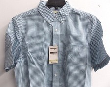 Wrangler Riata Short Sleeve Plaid Shirt, 112359943, Light Weight, White/ Teal/ B