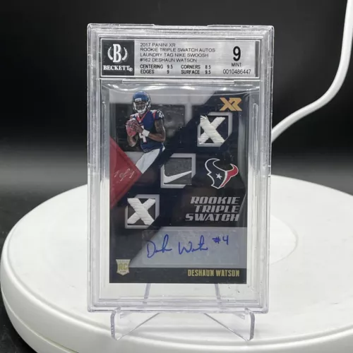 Deshaun Watson 2017 Panini XR Triple Swatch Nike Laundry Tag Autograph 1/1 PSA 9