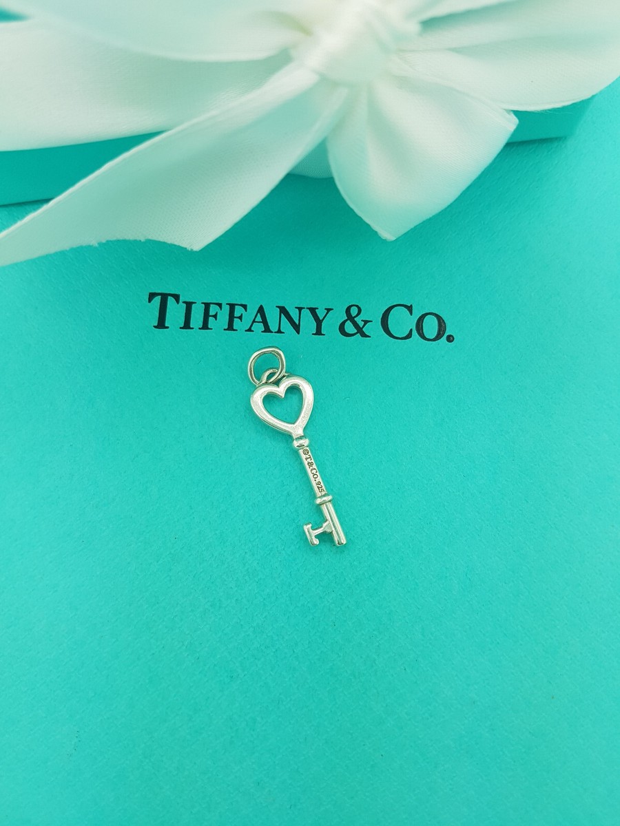 Tiffany & Co. Small Open Heart Silver Key Pendant or Charm, RRP