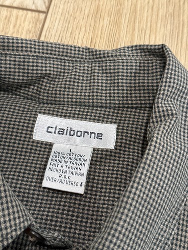 Claiborne Dress Shirt Men's Long Sleeve Size Large Checkered Brown Black Small - Picture 8 of 14
