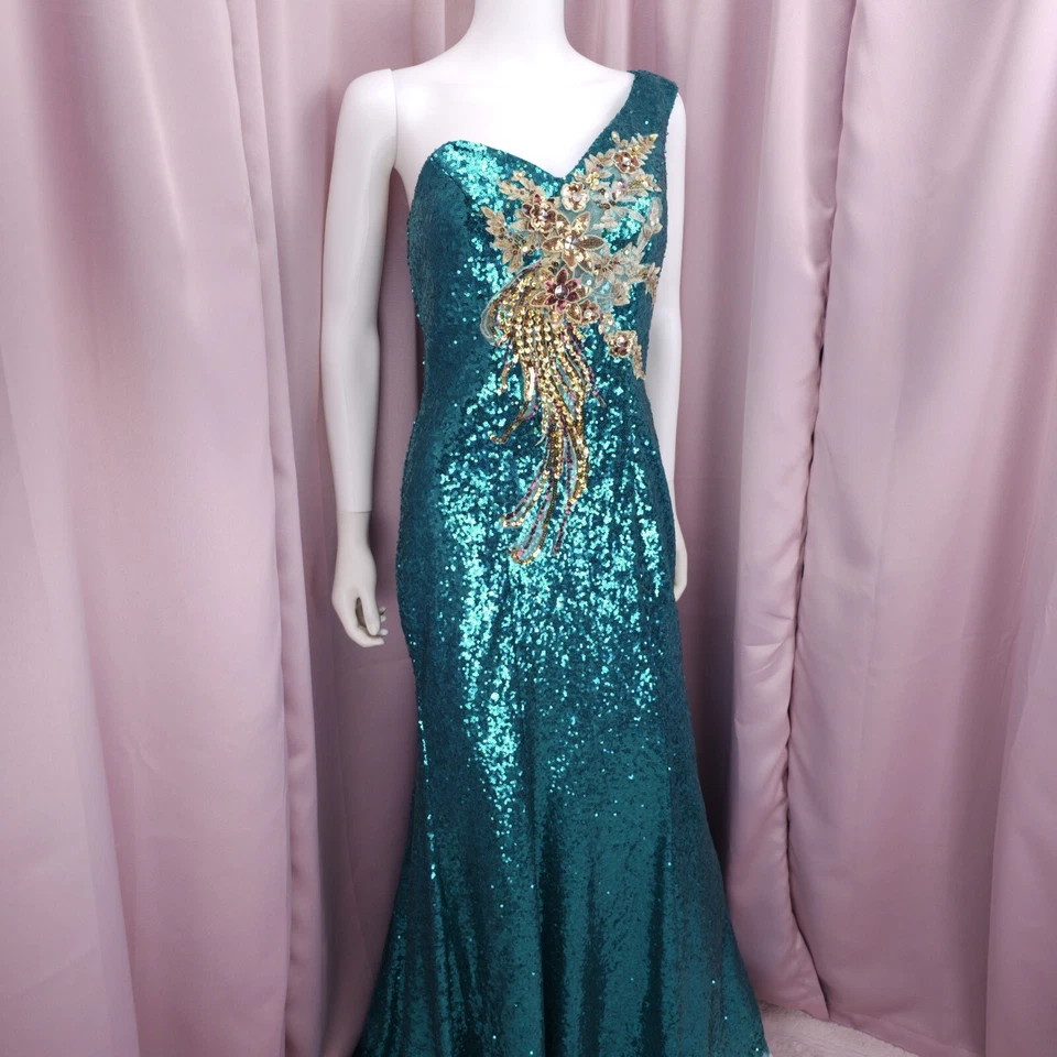 Grace Karin Women's Floral Sequin One Shoulder Corset Sheath Ball Gown Dress 6 - Image 3 of 4