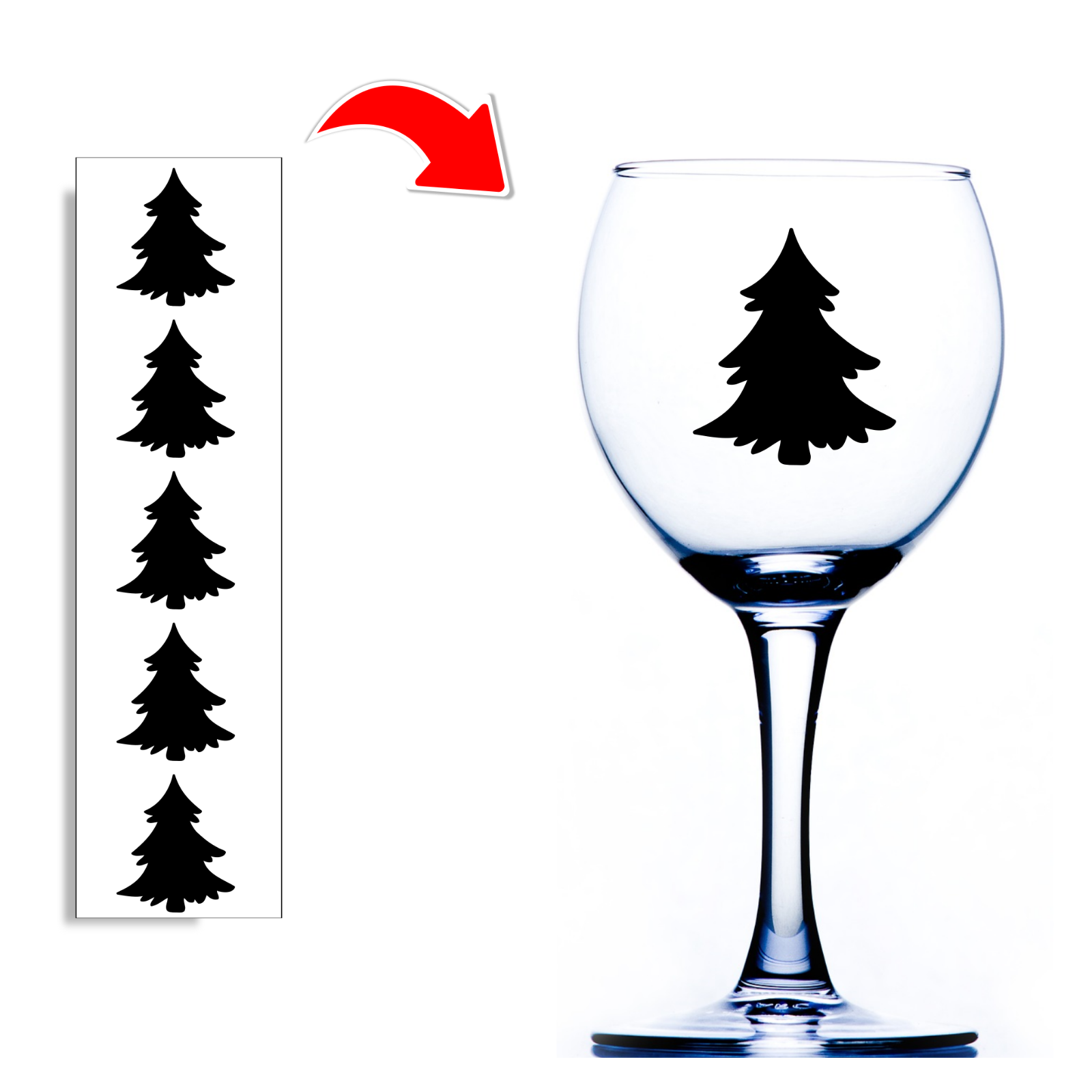 Christmas Wine Glass Stickers Tree Xmas Decals For Glasses and Baubles