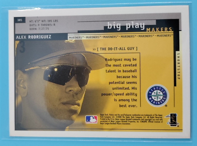 2000 Upper Deck Victory Baseball Card: #385 Alex Rodriguez Big 