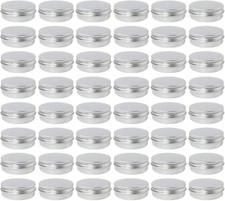 48 Pack 2 Oz Metal Round Tins Aluminum Tin Cans Containers with Screw Lid for Sa