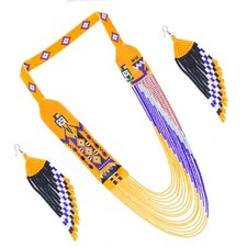 Handmade Colorful Seed Bead Necklace  Earrings Set - Boho Chic Beaded Jewelry