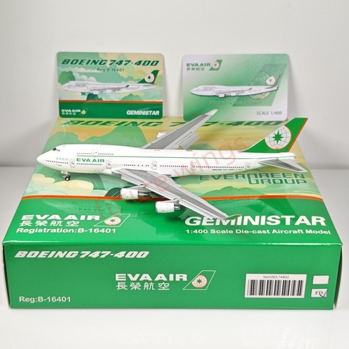 Modellino aereo 1:400 Geministar EVA Air B747-400 B-16401 + trattore gratuito - Foto 13 di 23