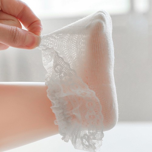 Baby Girl Flower Princess Mesh Ruffle Socks Baby Ankle Sock Double Lace - Picture 5 of 18