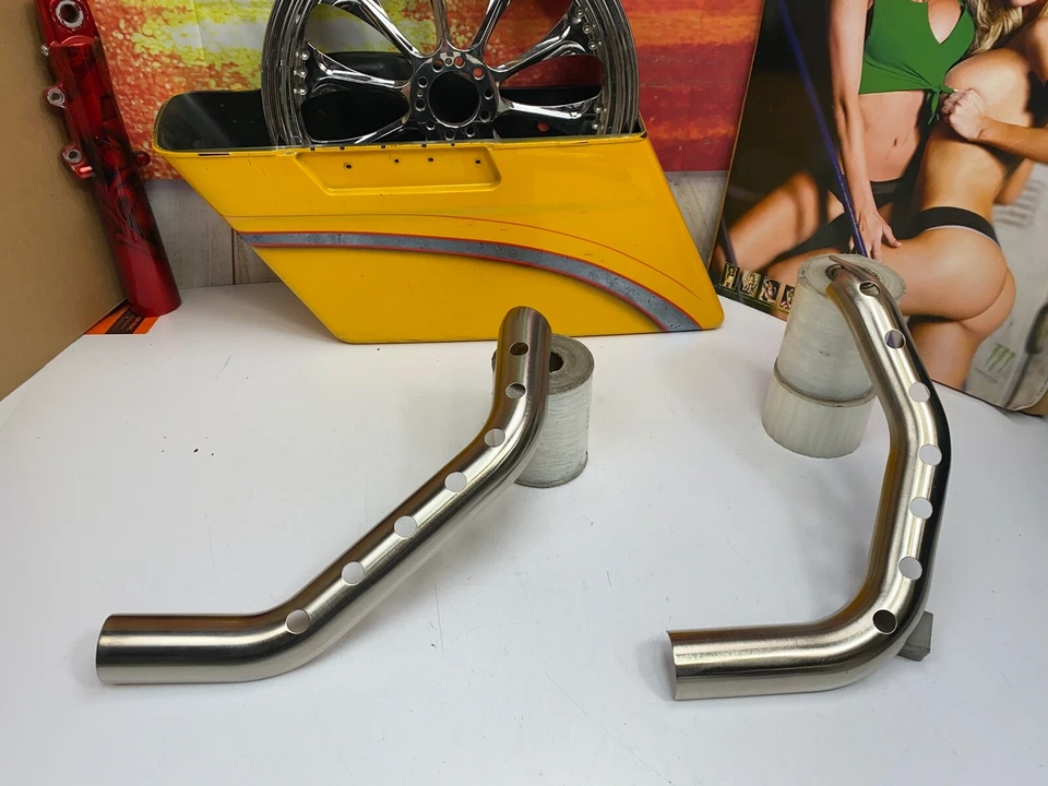 Escudos térmicos de escape de níquel cepillado de acero inoxidable OEM 04-22 Harley Sportster Foto 2 de 4