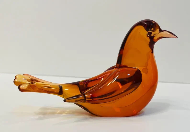 Murano Glass Bird Archimede Seguso ムラーノ MURANO, Italy - Archimede Seguso - Rare Bianco Nero White