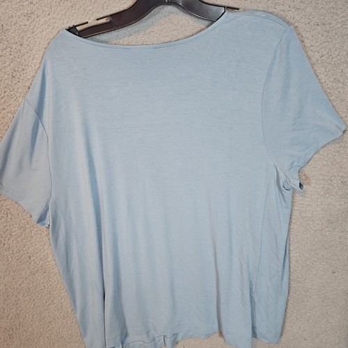 J.Jill Wearever Collection Top Scoop Neck Sz XL Dusty Blue Short Sleeve - Picture 5 of 9
