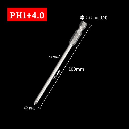 75/100mm Long Phillips Screwdriver Bit Hex Drywall Plaster Screws 1/4" Driver - Picture 28 of 39