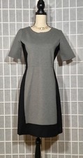 J.CREW WOMEN’S DRESS COLORBLOCK STRETCH CAREER WORK SHORT SLEEVE GRAY/BLACK SZ4