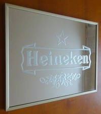 Wundersch&ouml;ner gerahmter Reklame Spiegel Heineken. Metall-Goldfarbiger-Rahmen.