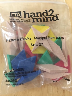 27pc ETA HAND2MIND math MANIPULATIVES color tiles foam Pattern Blocks 444OF2