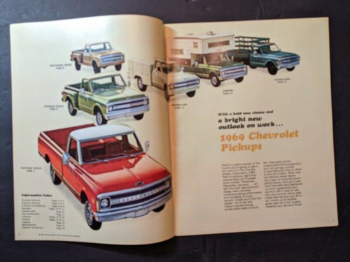 Folleto de ventas de camionetas Chevrolet 1969 Chevy camioneta vintage original - Imagen 3 de 3