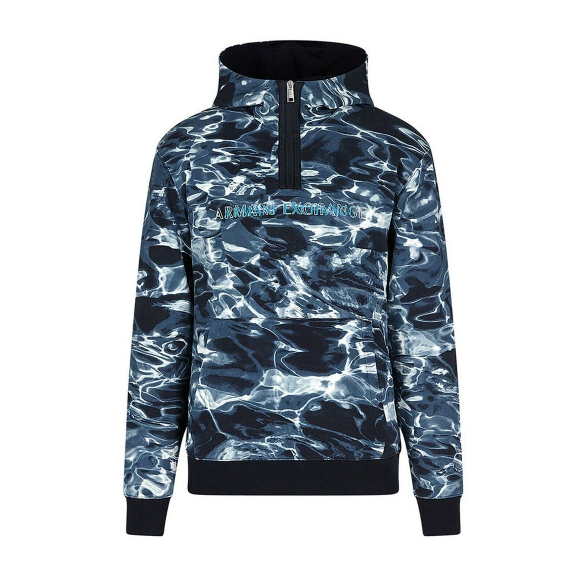 AX Armani Exchange Men's Water Print Long Sleeve Quarter Zip AX Armani Exchange Men's Water Print Long Sleeve Quarter Zip