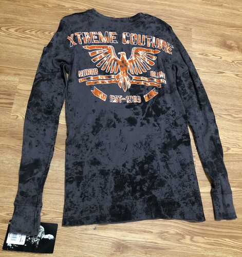 XTREME COUTURE Red Zone Men`s Small Charcoal Thermal Shirt - Picture 4 of 5