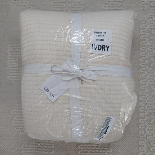 NWT! Quince Organic Cotton Ribbed Ivory Coverlet! King/ Cal King (702) - Picture 10 of 10