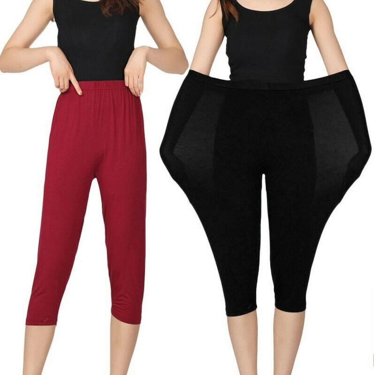 Women Plus Size3X 4X 5X 6X Bamboo 3/4Leggings Capris Cropped