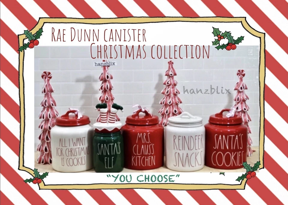 Rae Dunn Canister Christmas Collection "YOU CHOOSE" SANTA COOKIES NEW'20-21