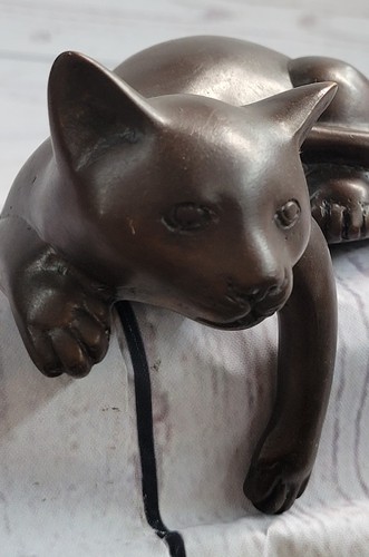 Katze Kätzchen Katzenliebhaber Sammler Buchstütze Bronzeskulptur klassisch modern Kunstwerk - Bild 5 von 10