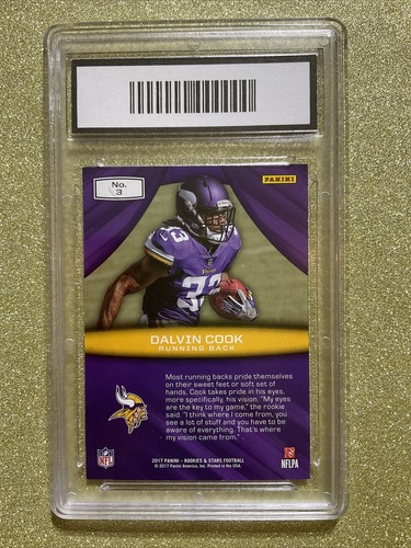 2017 PANINI ROOKIES + STARS DALVIN COOK ROOKIE RUSH PGA 10 GEM MINT C STORE READ - Picture 4 of 4